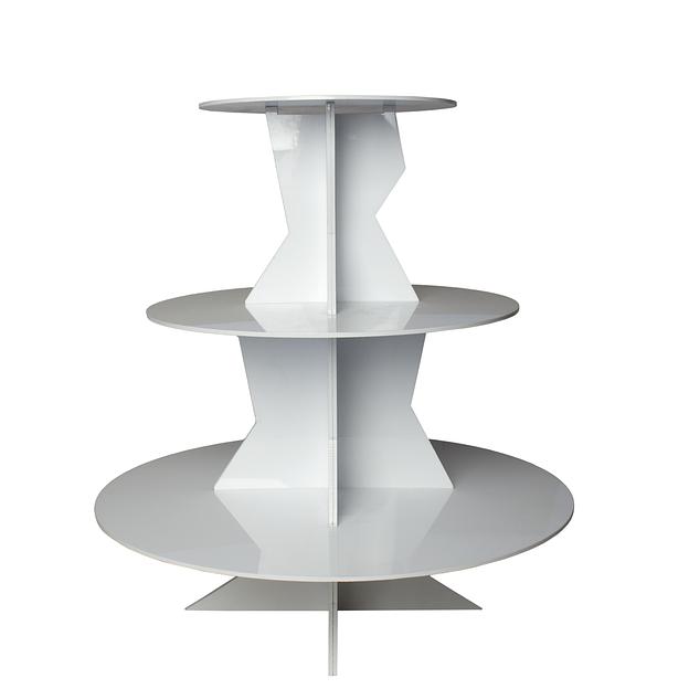 Подставка для капкейков Пирамида круг 3 яруса белая фото 1