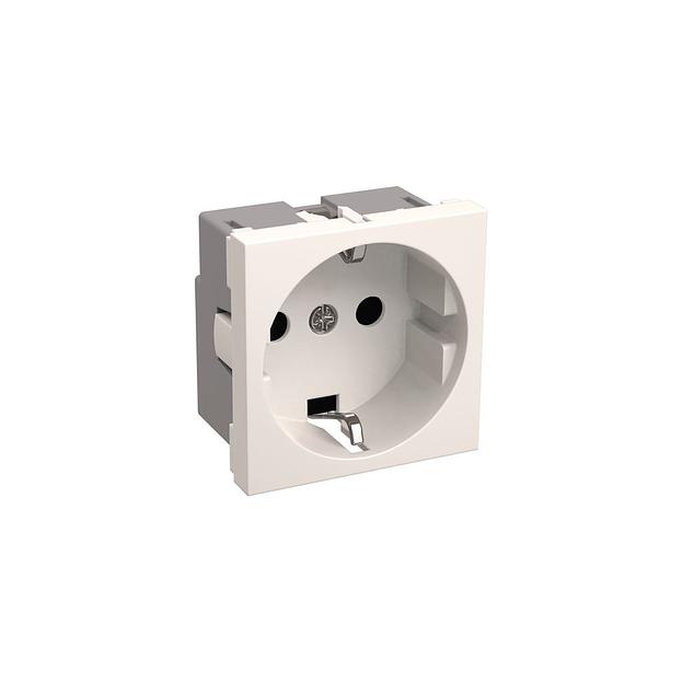 Розетка силовая IEK одинарная, скрытая, заземление, шторки, IP20, белый [ckk-40d-rszb2-k01-k] фото 1