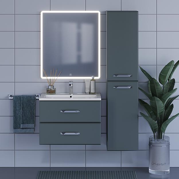 Тумба с раковиной для ванной Uperwood Foster 70 см, подвесная, серый графит фото 6