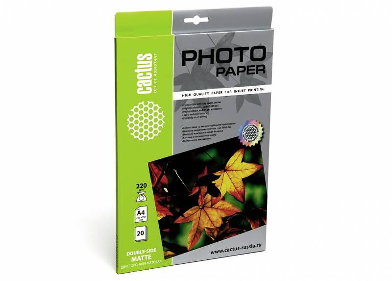 Фотобумага Cactus CS-MA422020DS A4/220г/м2/20л./белый матовое/матовое для струйной печати фото 1