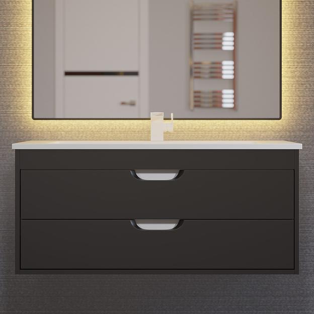 Тумба с раковиной для ванной Uperwood Modul 100 см, подвесная, матовая, черная фото 1