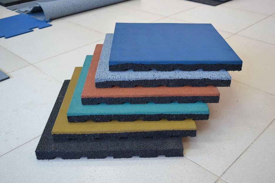 Плитка резиновая 500х500х40 мм соединение втулки жёлтый, оранжевый ОПТ фото 2