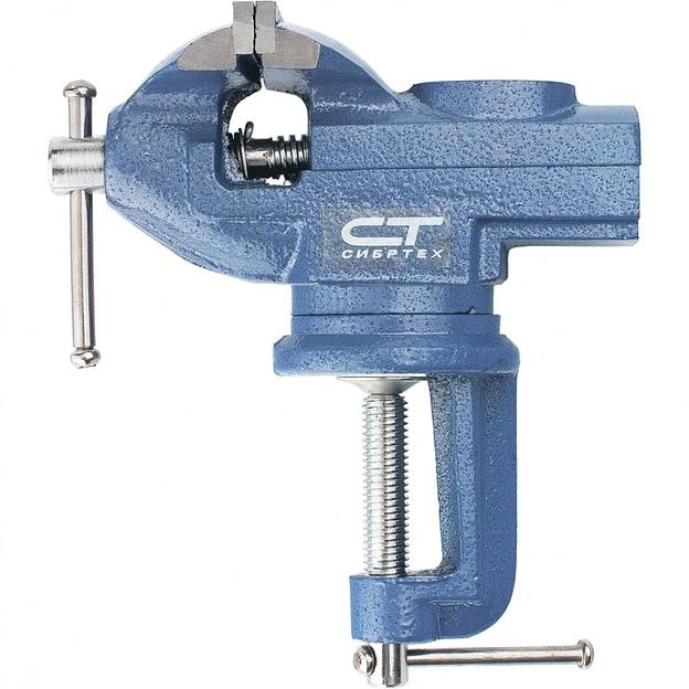 СИБРТЕХ Тиски слесарные, настольные, поворотные, ширина рабочих губок 65мм, наковальня [18672] фото 1