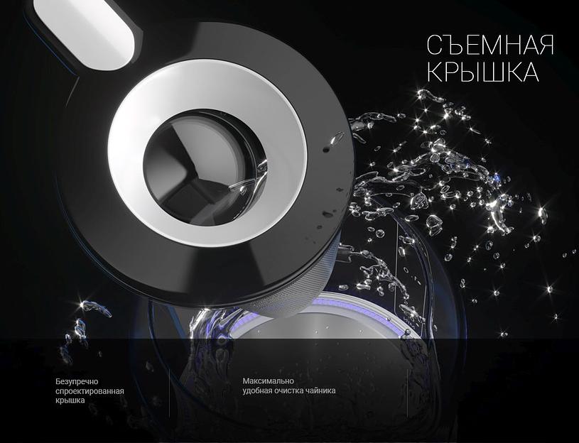 Чайник электрический Polaris PWK 1753CGL 1.5л. 1950Вт белый/черный (корпус: пластик/стекло) фото 5