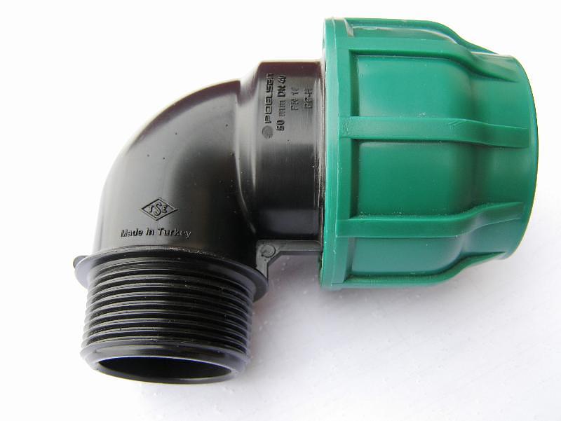 Отвод ПНД 40x1 1/4 с наружной резьбой компрессион. фото 1