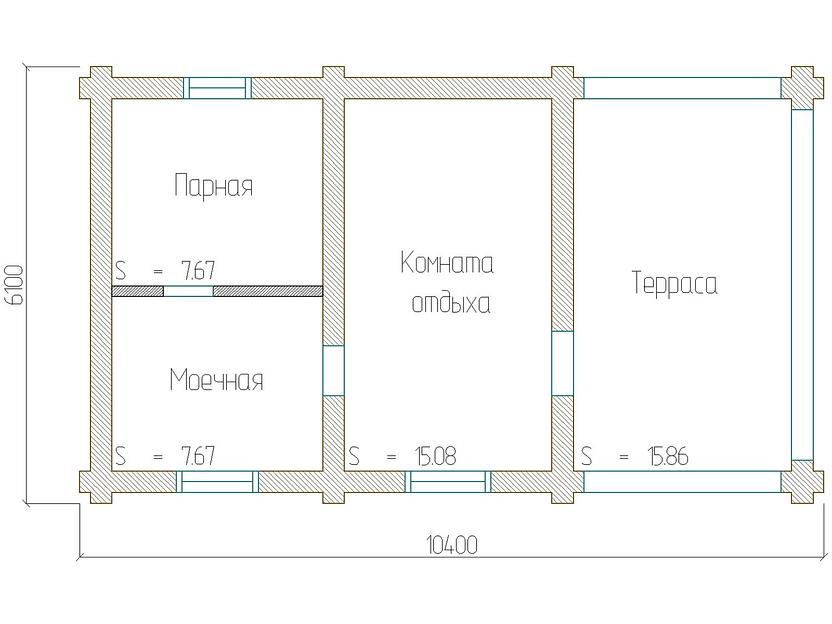 Проект бани БО-46-3 10,4x6,1 фото 6