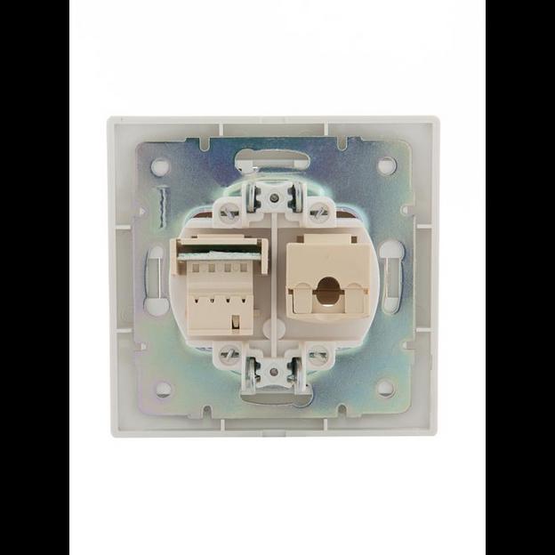 Розетка компьютерная + телефонная 2-м СП Mira RJ45 + RJ11 бел./бел. LEZARD 701-0202-143 фото 4