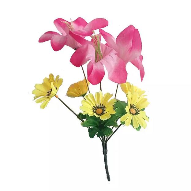 Букет лилий с ромашками 8 голов (2 вида 3+5) 32см 406-680+082 406-557+016 фото 2