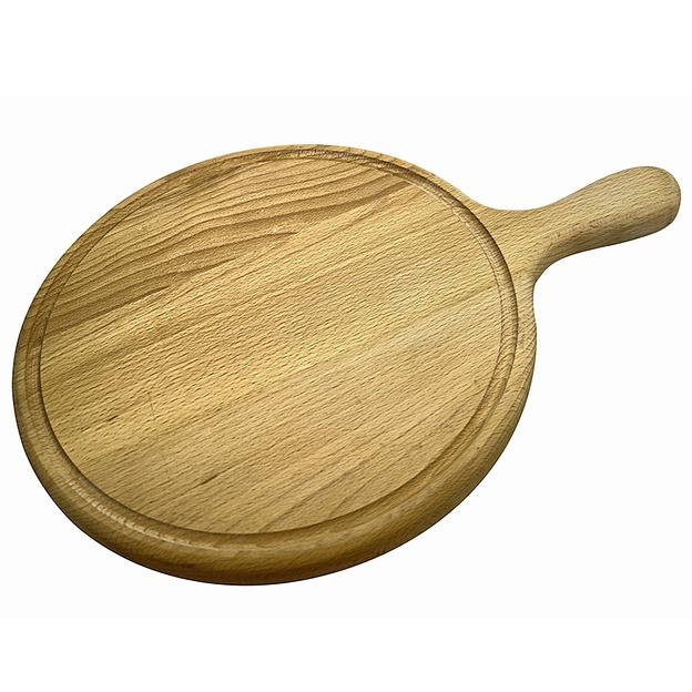 Доска для подачи круг. d=300*22 мм. с желобком и ручкой, бук /1/ фото 1