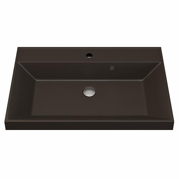 Раковина кварцевая для ванной комнаты Uperwood Classic Quartz 70 см, коричневая матовая, трюфель фото 5