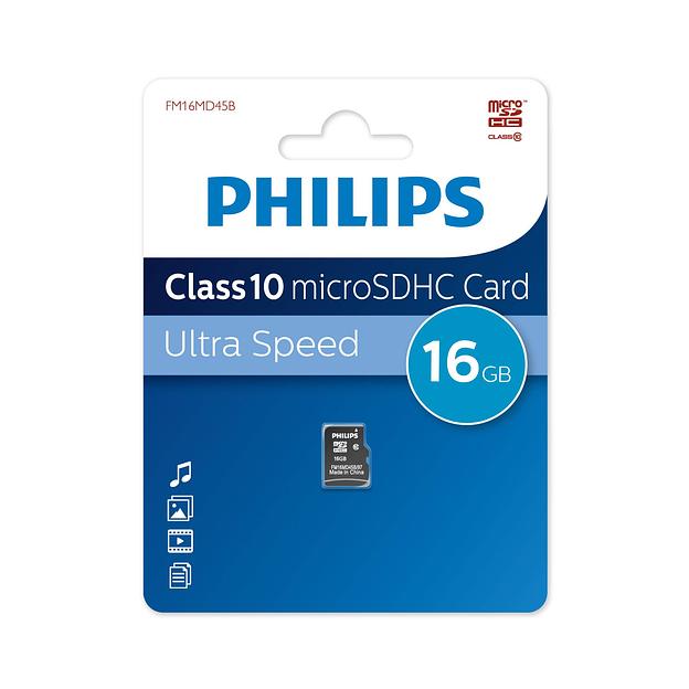 Флеш карта microSD 16GB PHILIPS microSDHC Class 10 фото 1