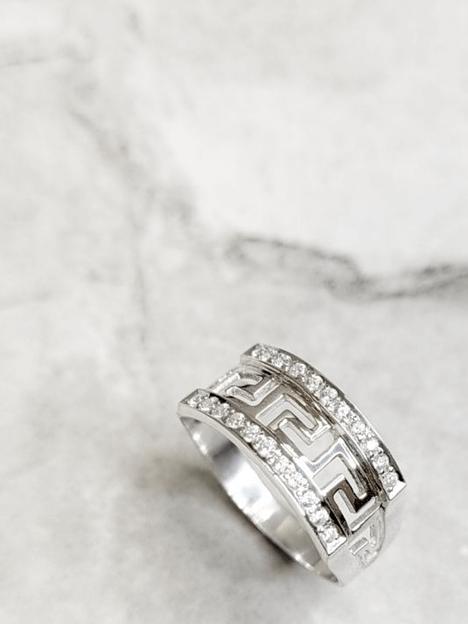 Серебряное кольцо с орнаментом и фианитами 925 фото 2