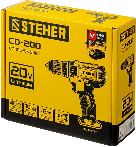 STEHER V1, 20 В, 40 Н·м, без АКБ, дрель-шуруповерт (CD-200) фото 10