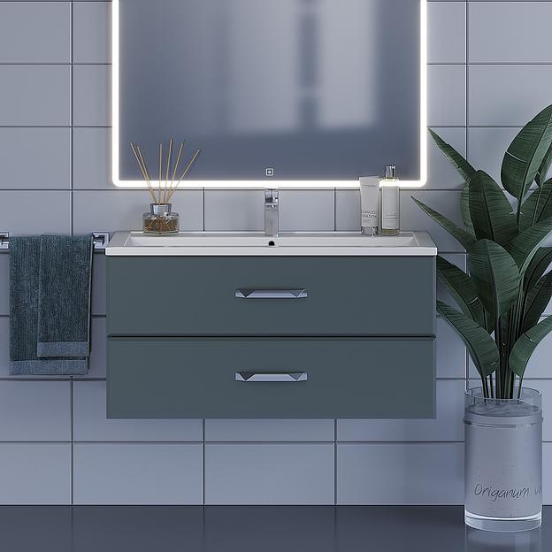 Тумба под раковину для ванной Uperwood Foster 100 см, подвесная, серый графит фото 1