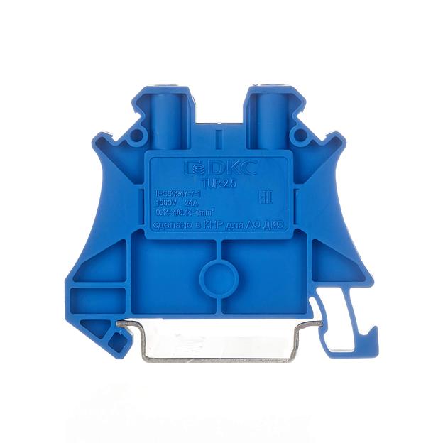 Клемма проходная, винтовой зажим, 2 точки подключения, 2.5 кв.мм, синяя DKC TUR-2.5-BU фото 2