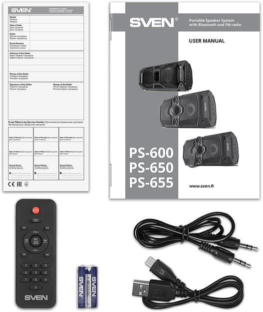 Колонка порт. Sven PS-655 черный 50W 1.0 BT/3.5Jack 4400mAh (SV-020163) фото 6