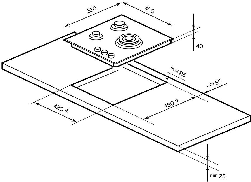 Газовая варочная поверхность Lex GVG 433 BBL черный фото 3