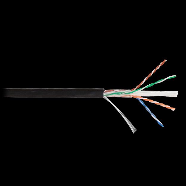 Кабель NIKOLAN U/UTP 4 пары, Кат.6 (Класс E), тест по ISO/IEC, 250МГц, одножильный, BC (чистая медь), 23AWG (0,57мм), внешний, PE до -60С, черный, 305 фото 1