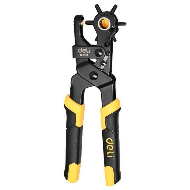 Просекатели Deli Револьверный дырокол для кожи 6-в-1 Deli DL1919 220мм, диаметр пуансона: 2, 2,5, 3, 3,5, 4, 4,5мм, сталь Cr-V фото 1