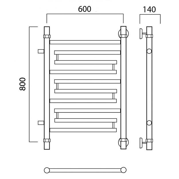 Полотенцесушитель водяной Роснерж Нео 2 L109001 80x60 с боковым подключением 600 фото 2