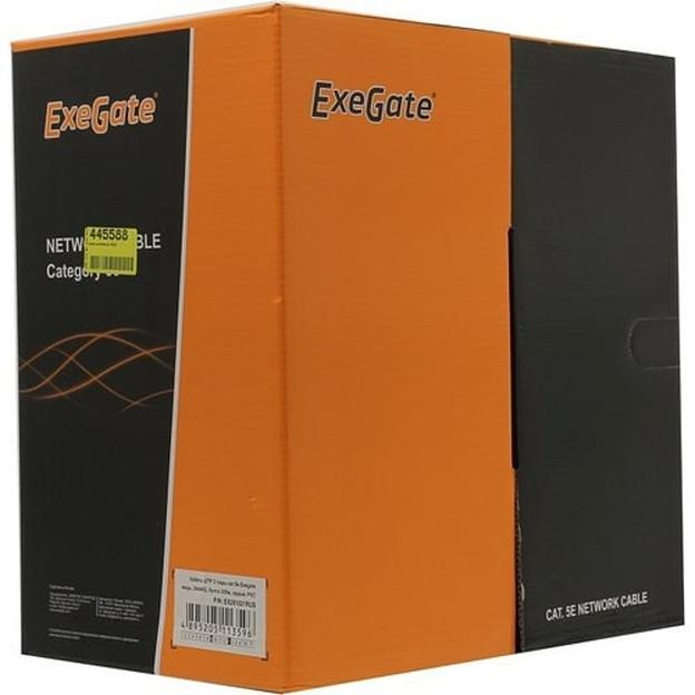 Exegate EX281821RUS Кабель Exegate UTP-2-C5e-CU-S24-IN-PVC-GY-305 UTP 2 пары кат.5e медь, 24AWG, бухта 305м, серый, PVC фото 1