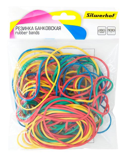 Резинки для купюр Silwerhof 189019 d=60мм 2мм 100гр ассорти пластиковый пакет фото 2
