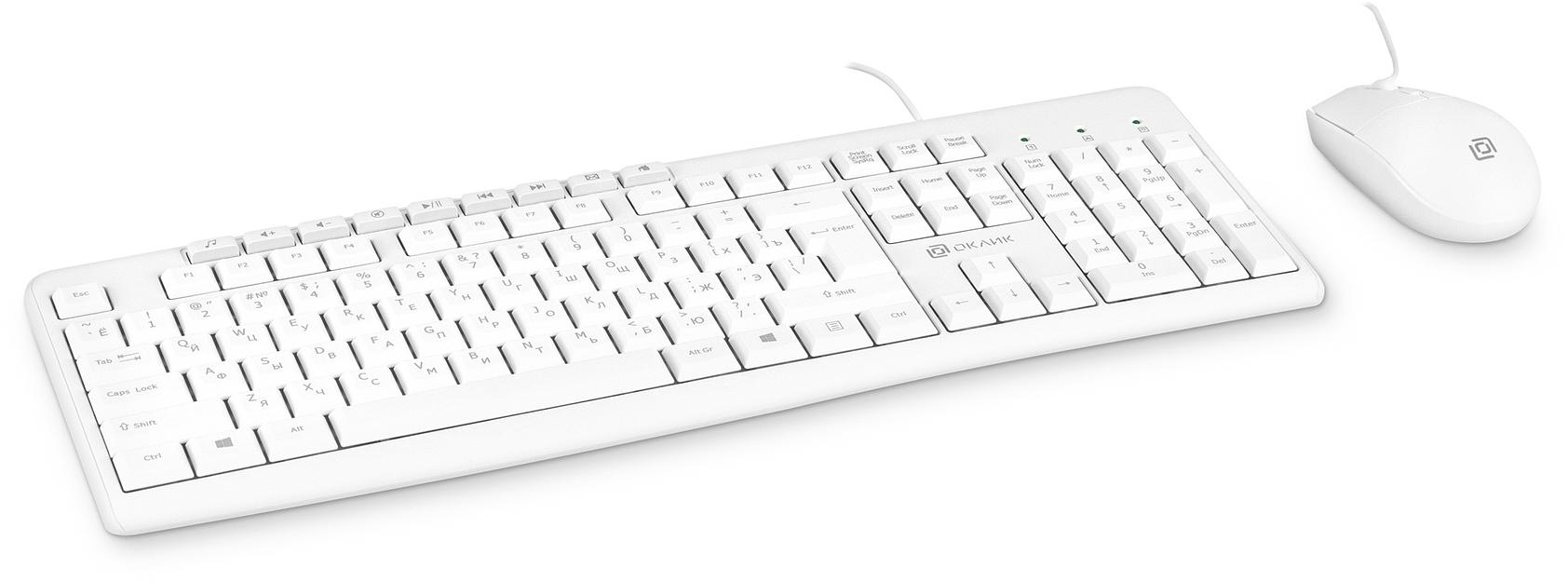 Клавиатура + мышь Оклик S650 клав:белый мышь:белый USB Multimedia (1875257) фото 8