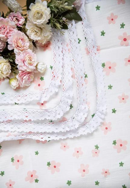 Плед для новорожденных муслиновый одеяло в кроватку, цветы фото 1