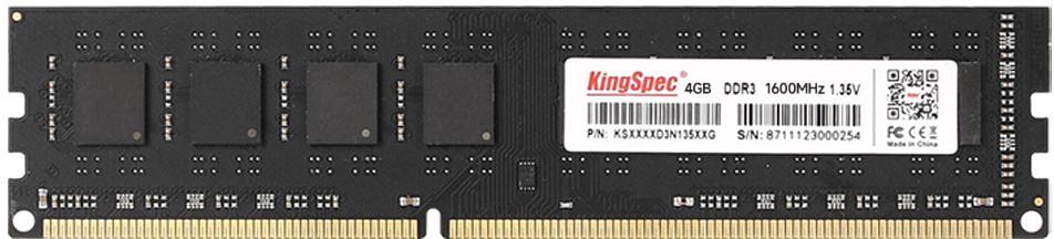 Память DDR3L 4Gb 1600MHz Kingspec KS1600D3P13504G RTL PC3-12800 CL11 DIMM 240-pin 1.35В фото 2