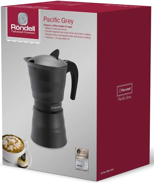 Кофеварка гейзерн. Rondell Pacific Grey RDA-1901 0.45л алюминий серый фото 2