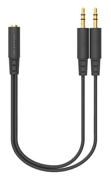 Адаптер аудио A4Tech AD-4P Jack 3.5 (f)/2xJack 3.5 (m) 0.2м. черный фото 1