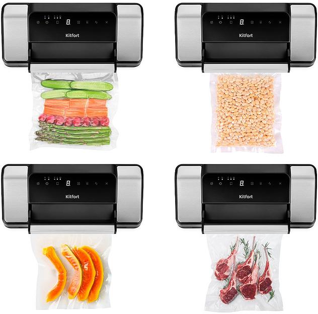 Вакуумный упаковщик Kitfort КТ-1532 130Вт шир.пак.:30см черный/серебристый фото 8