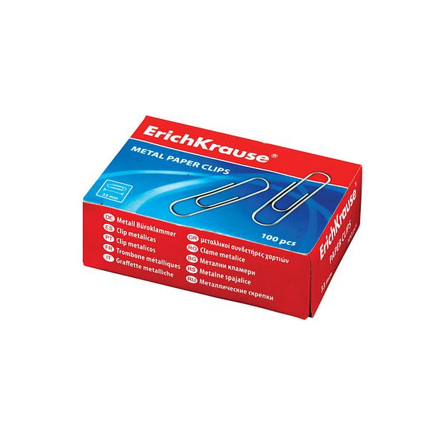 Скрепки Erich Krause, 33 мм, оцинкованные, 100 шт., в картонной коробке, 224641 опт фото 1
