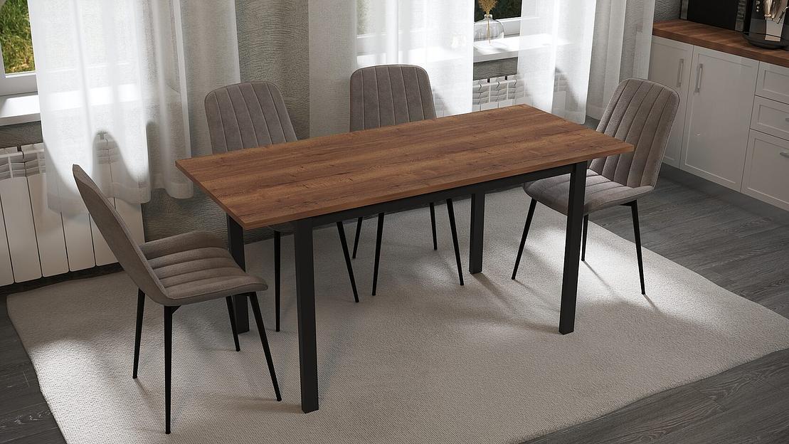 Стол Brad 120(+60)х80 см чёрный, табак фото 2