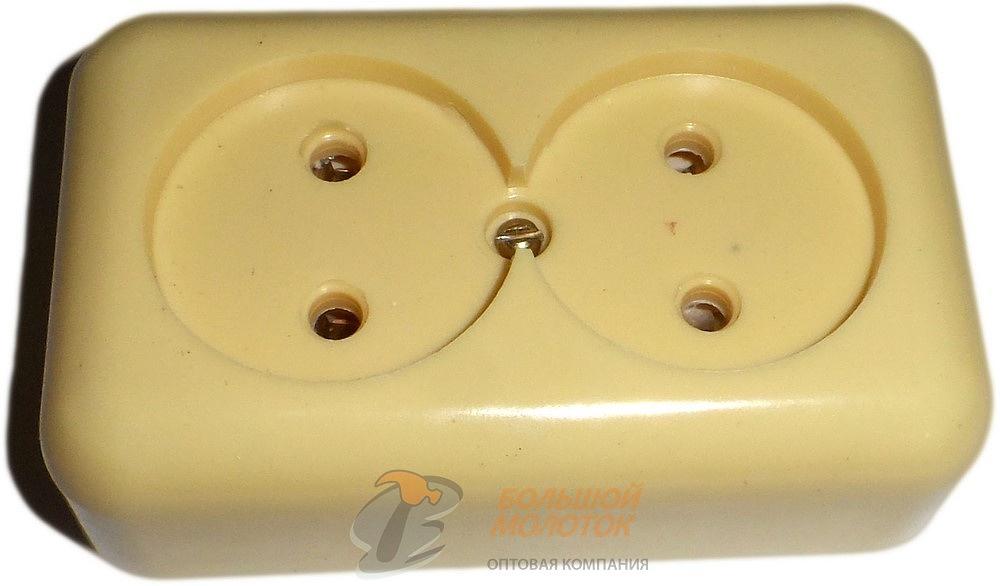 Розетка РА 10-009 2ОП, белая, с фарф. осн. /130 фото 1