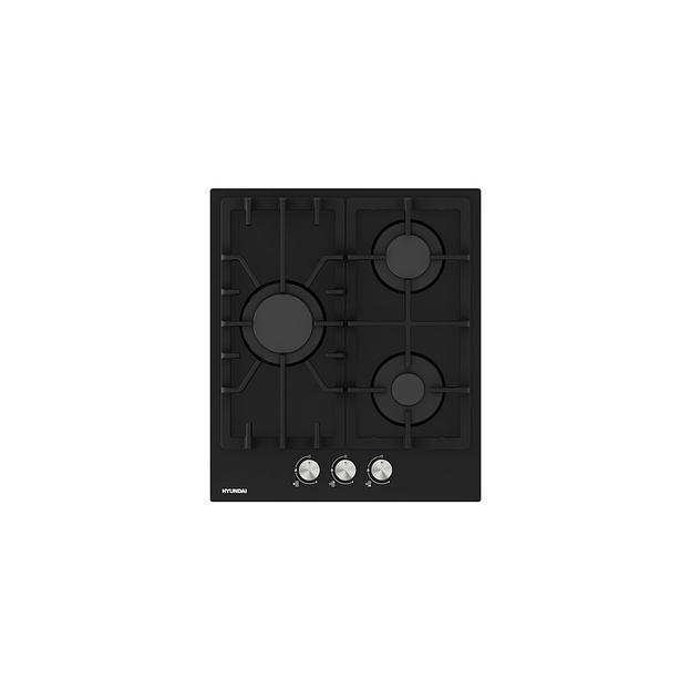 Газовая варочная панель Hyundai HHG 4333 BG, 3 конфорки, закаленное стекло, черный фото 1
