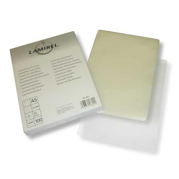Пленка для ламинирования Fellowes 75мкм A5 (100шт) глянцевая Lamirel (LA-78657) фото 1