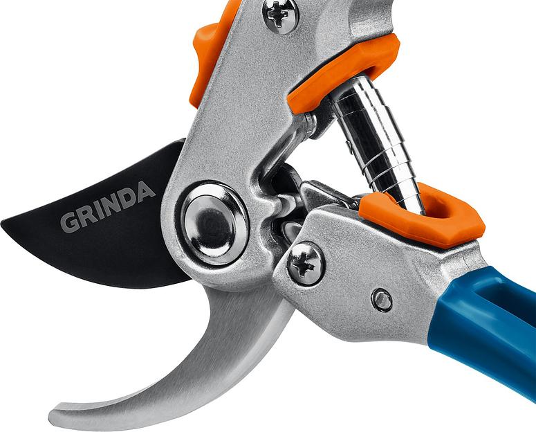 GRINDA P-51, 200 мм, закаленная сталь, шестерённая передача, двухкомпонентные рукоятки, покрытие ПВХ, плоскостной секатор, PROLine (423451) фото 3