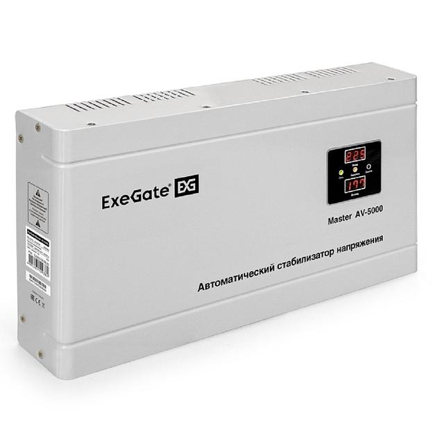 Exegate EX291741RUS Стабилизатор напряжения ExeGate Master AV-5000 (5000ВА, 140-260В, цифр. индикация вход/вых. напряжения, 220В±8%, КПД 98%, 5 уровней защиты, задержка, метал.корпус, клем.колодка, RT фото 1