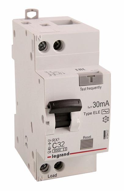 Выключатель автом. дифф. тока Legrand RX3 419402 32A 6kA 30мА AC 1П+Н 230В 2мод фото 1
