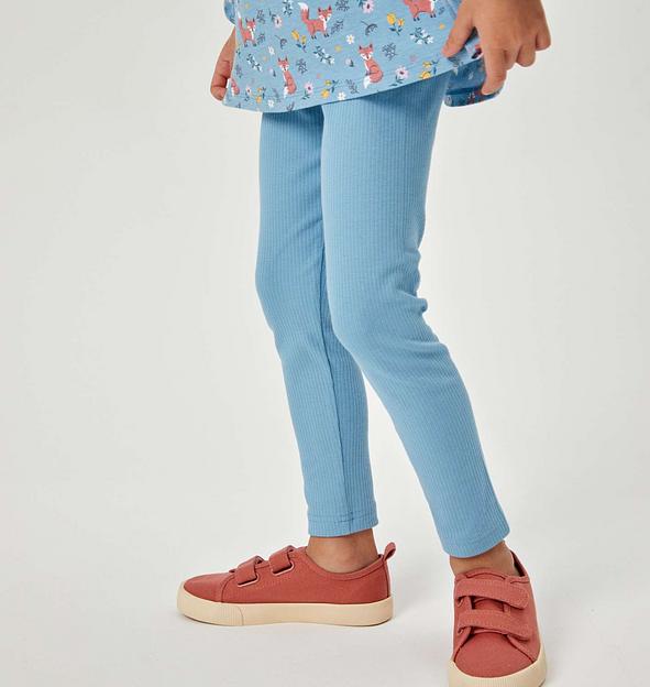 Детские голубые леггинсы в рубчик ОПТ фото 1