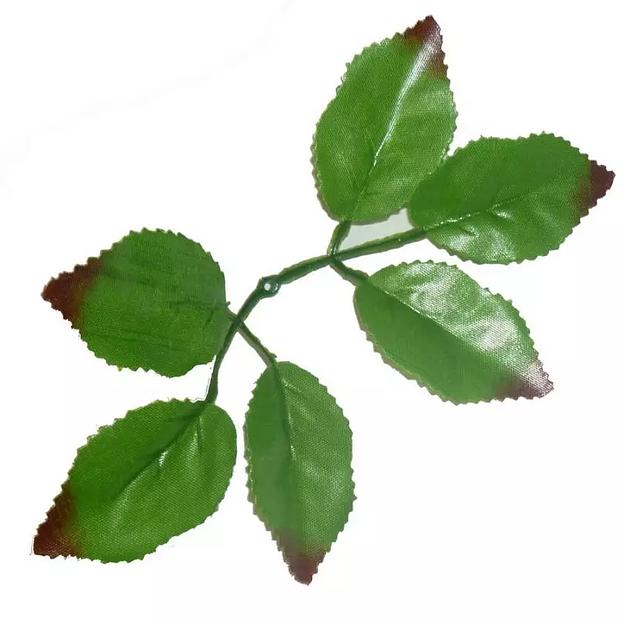 Лист для розы шестилистик пятна край 002-50 (790 шт/кг) фото 1