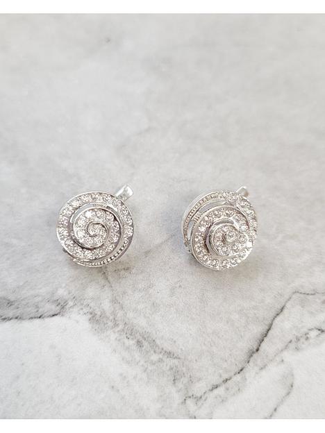 Серебряные серьги спираль из фианитов фото 3