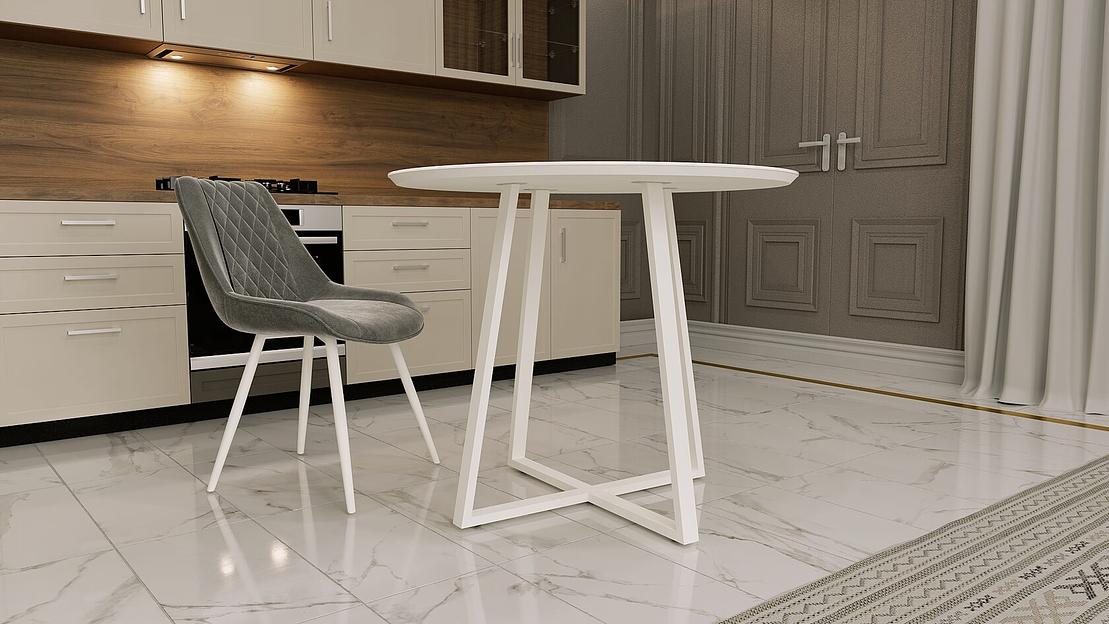 Стол Luna Тип 1 D90×90×75.7 белый, белое глянцевое стекло фото 2