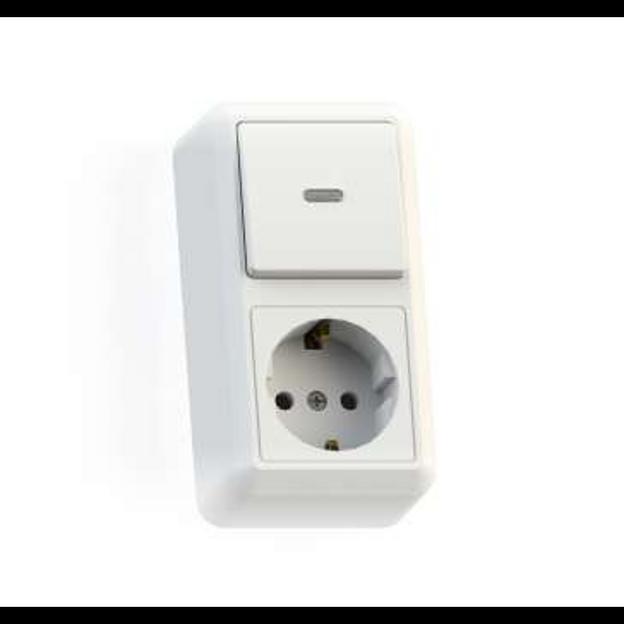 Блок комбинированный ОП БКВР-432 Оптима (1-кл. выкл. с подсветкой + розетка с заземл.) бел. Кунцево фото 1