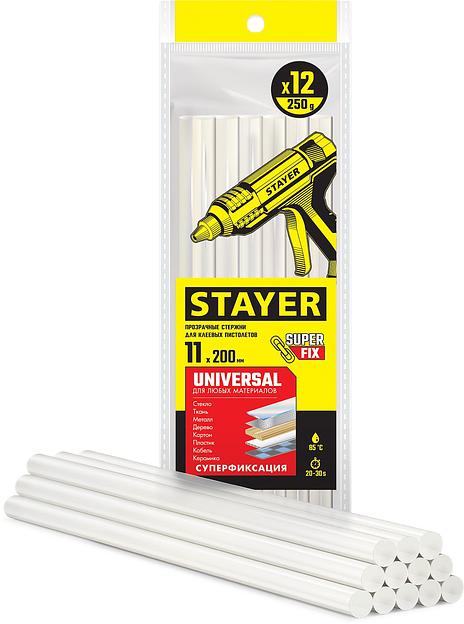 STAYER Universal, 11 х 200 мм, 12 шт, прозрачные, универсальные клеевые стержни Professional (06821-12) фото 1