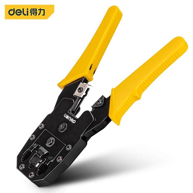 Инструмент обжимной Deli Обжимные клещи Deli DL2468 4P,6P,8P 200мм, в комплекте инструмент для снятия изоляции и набор коннектеров фото 3