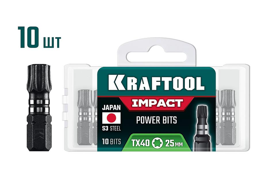 KRAFTOOL Impact TX 40, 25 мм, 10 шт, ударные биты (26195-40-25-S10) фото 1