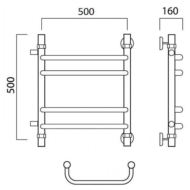 Полотенцесушитель водяной Роснерж Скоба L102011 50x50 с боковым подключением 400 групповой фото 2