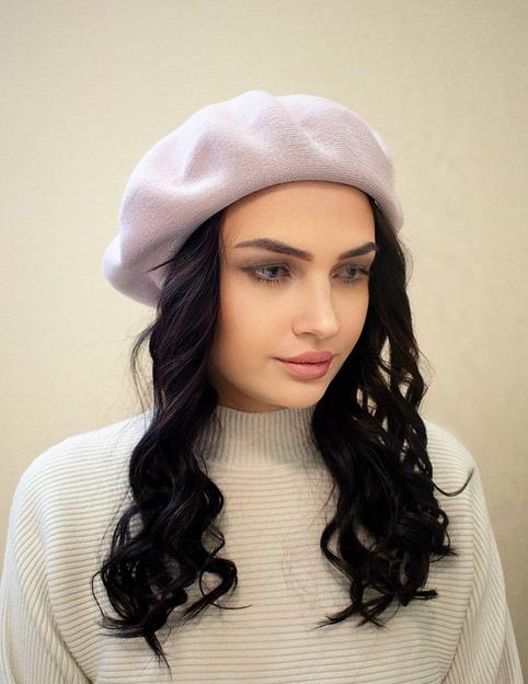 Берет женский демисезонный Пудра ОПТ фото 2